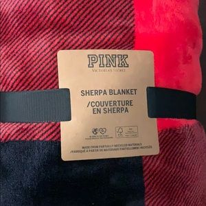 PINK black and red checkered sherpa blanket